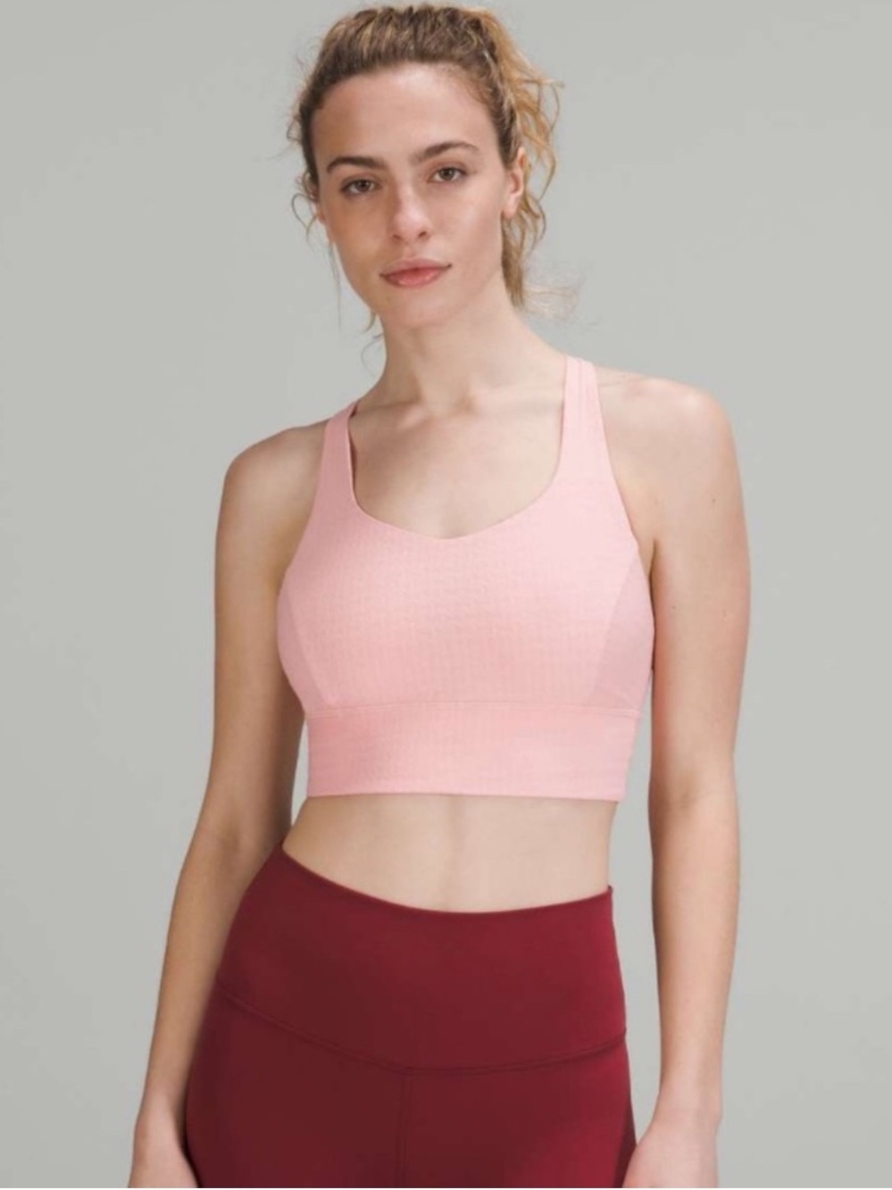 Lululemon Free To Be Serene Longline Bra Jacquard Pink Size 6